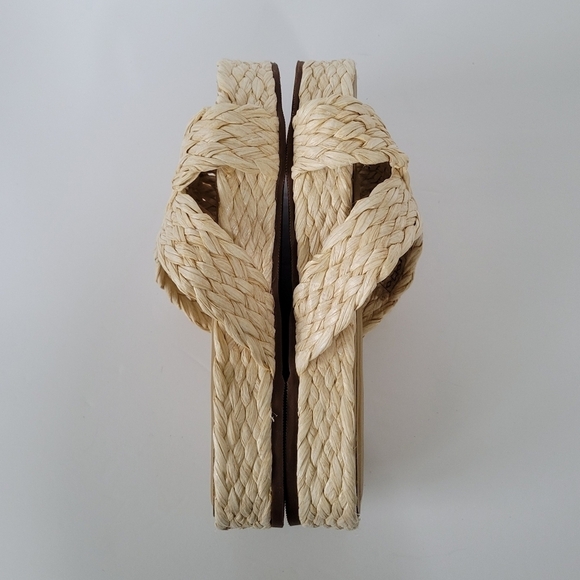 Kaanas Inagua Slip-On Sandals Natural Raffia & Leather Platform Women's Size 7 - Picture 4 of 11